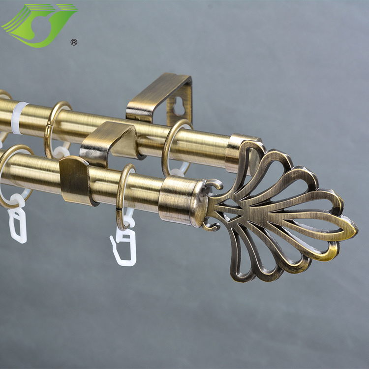 Decorative European style adjustable various kinds of double curtain rod with accessories